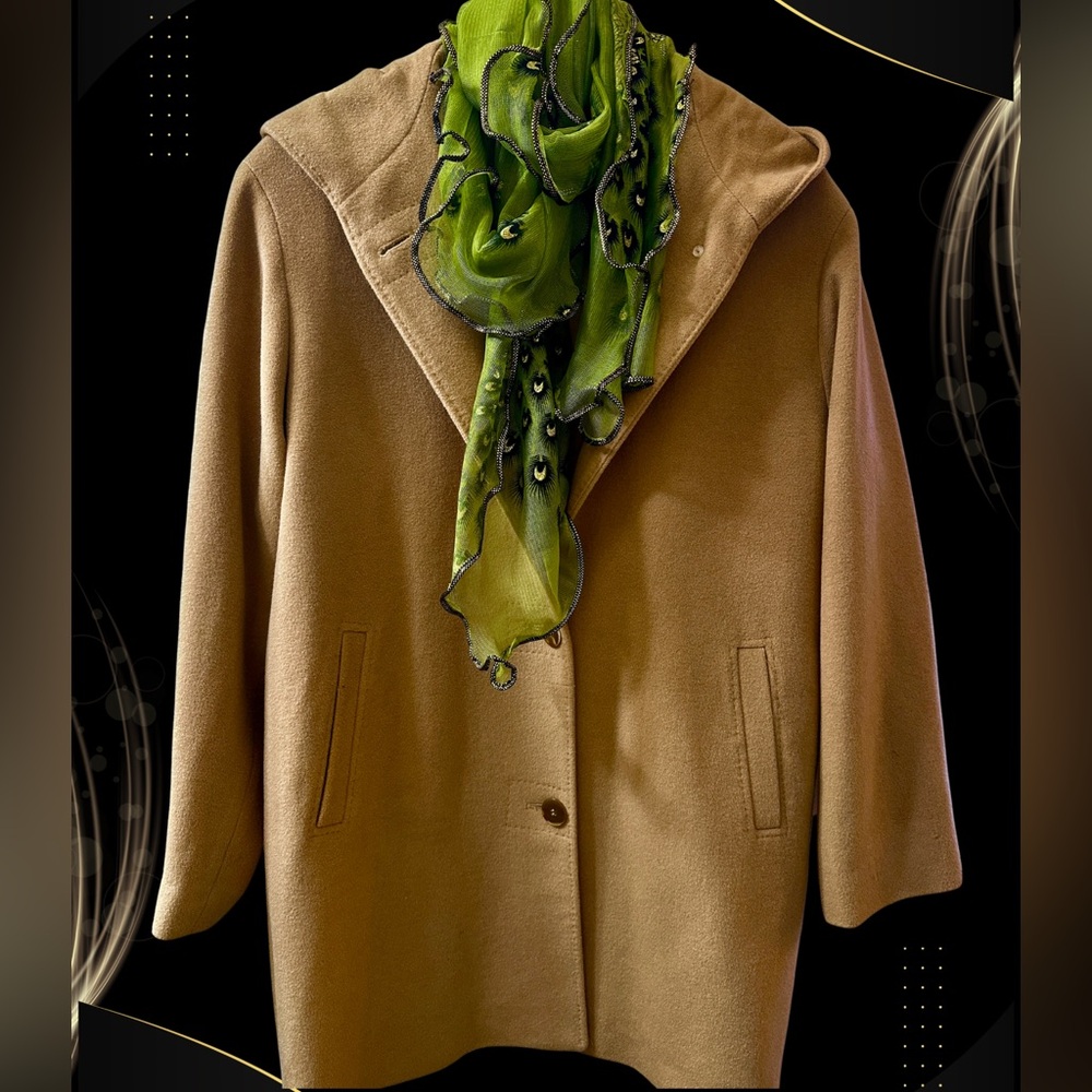 Jones New York Winter Coat W/ FREE SCARF - Camel color Size 14 - Picture 2 of 8